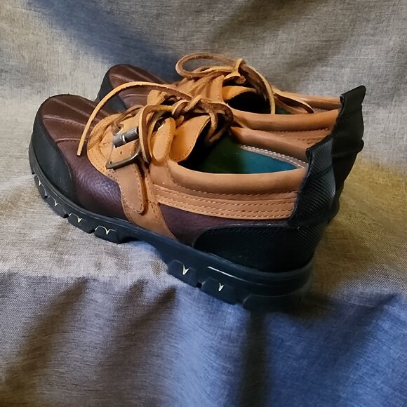 Men's Size 8.5M Vintage Hunt Club Tan Leather Low Top Lace Up/Buckle Duck Boots - Picture 4 of 9